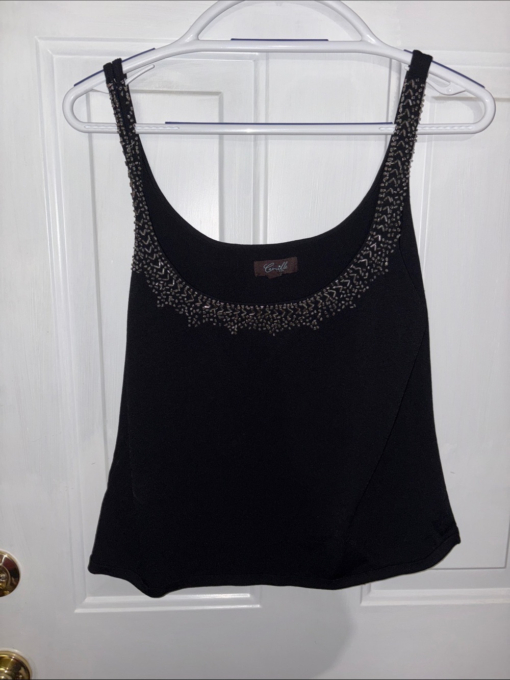 Camille La Vie Black Camisole with Metallic Bead Trim